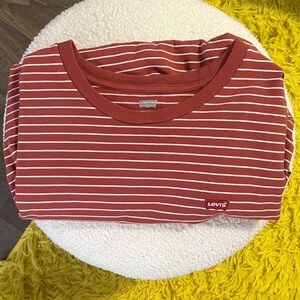 Levi's Burgundy and White Striped Tee